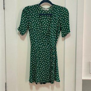 Reformation Lucky Wrap Dress in Chive